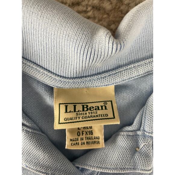 LL Bean Size L Minimalist Casual Polo Top Blue Short Sleeve Collar Button - Picture 8 of 10
